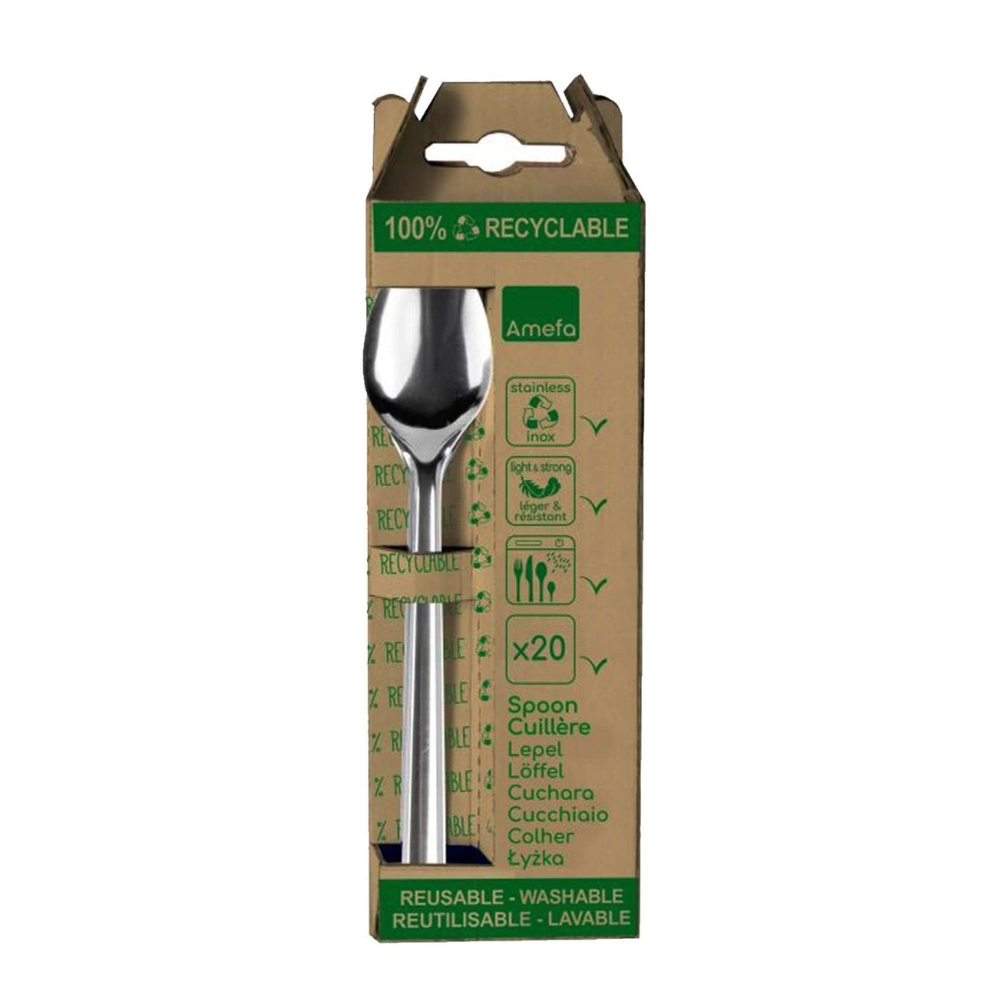 Leaves Table Spoon Set - 20 Pieces - Silver Colored