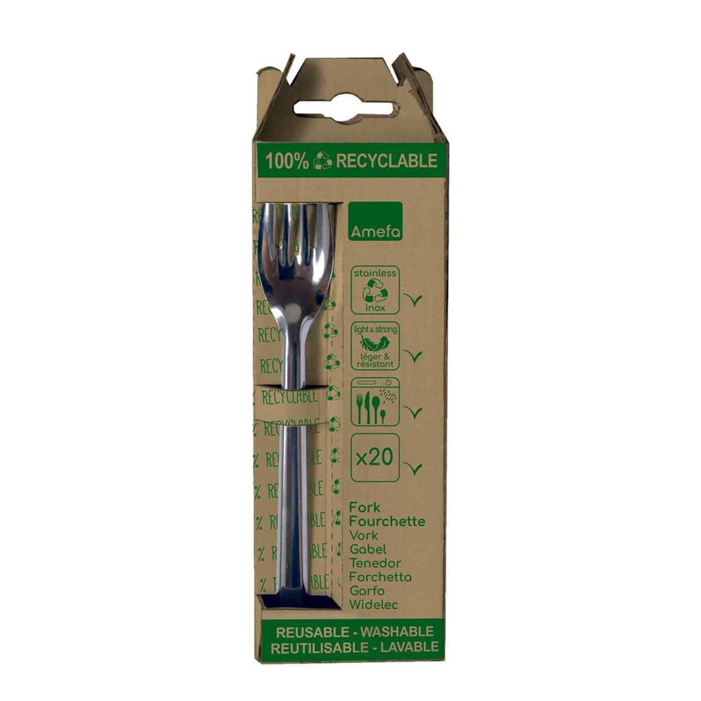 Leaves Table Fork Set - 20 Pieces - Silver Colored