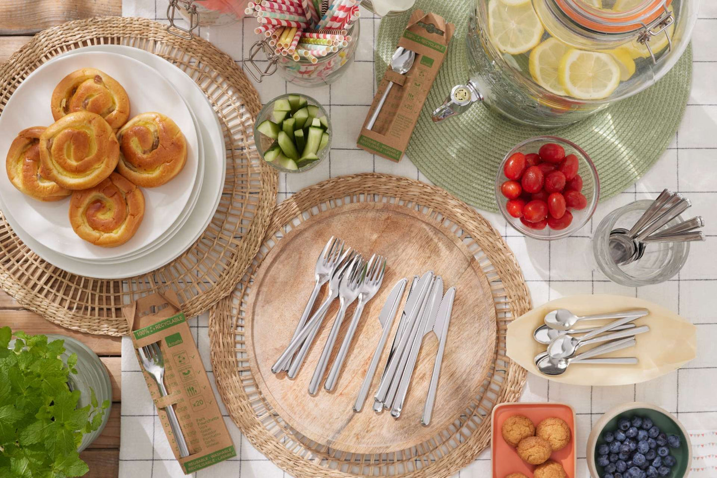 Leaves Table Fork Set - 20 Pieces - Silver Colored