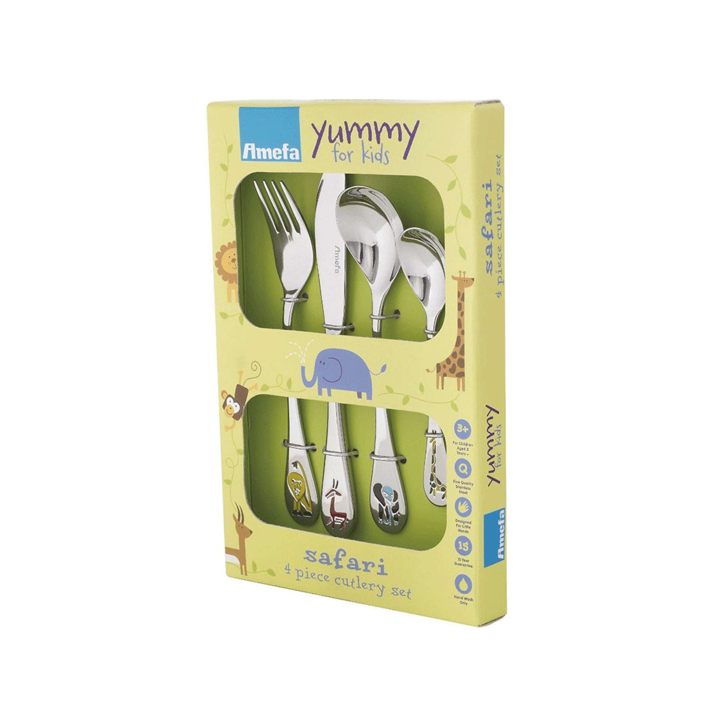 Safari Children's Cutlery Set - 1 Person - 4-piece - Silver-colored