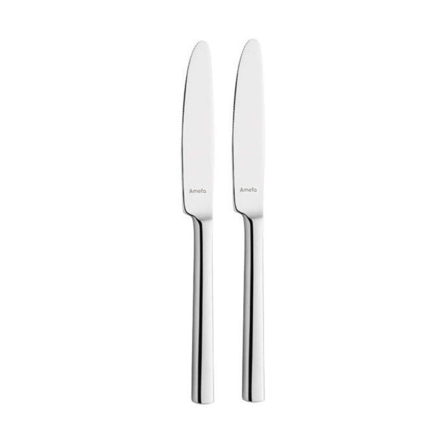 Colorado Dessert Knives Set Solid Handle - 2 Persons - 2-Piece - Silver Colored