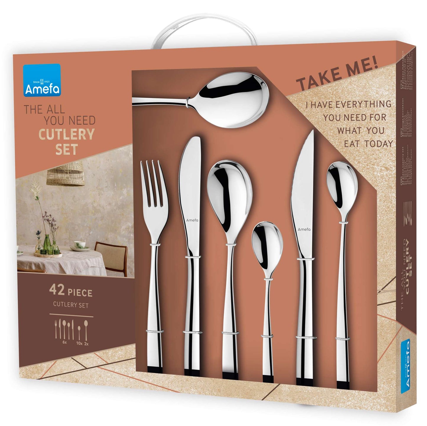 Gaia Cutlery Set - 6 Persons - 42 Pieces - Silver Colored