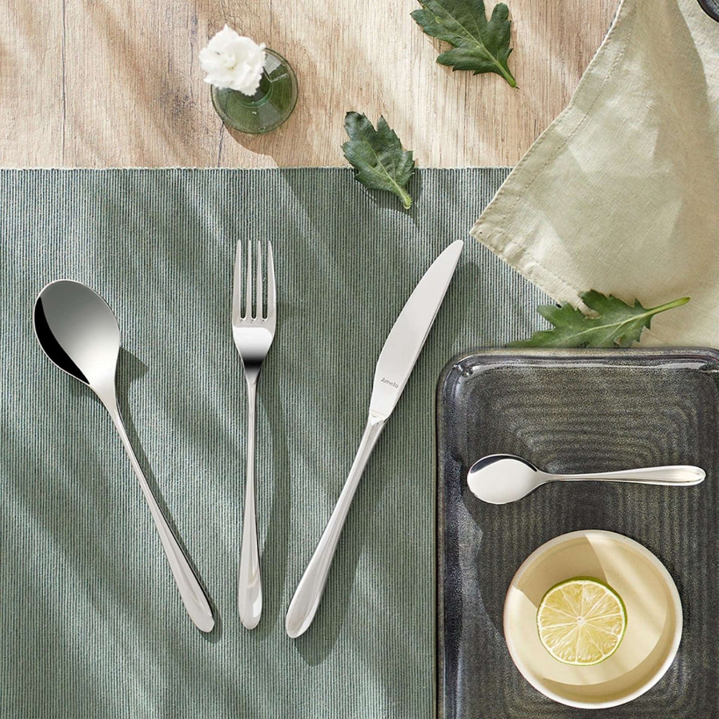 Cuba Table Knife Set - 2 Persons - 2-piece - Silver Colored
