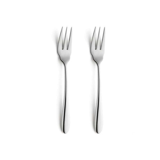 Cuba Dessert Forks Set - 2 Persons - 2-Piece - Silver Colored