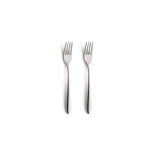 Cuba Pastry Fork Set - 2 Persons - 2-Piece - Silver Colored