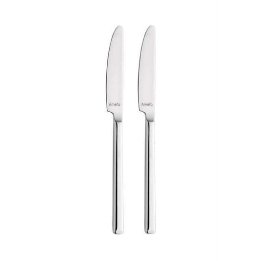Metropole Dessert Knives Set Solid Handle - 2 Persons - 2-Piece - Silver Colored