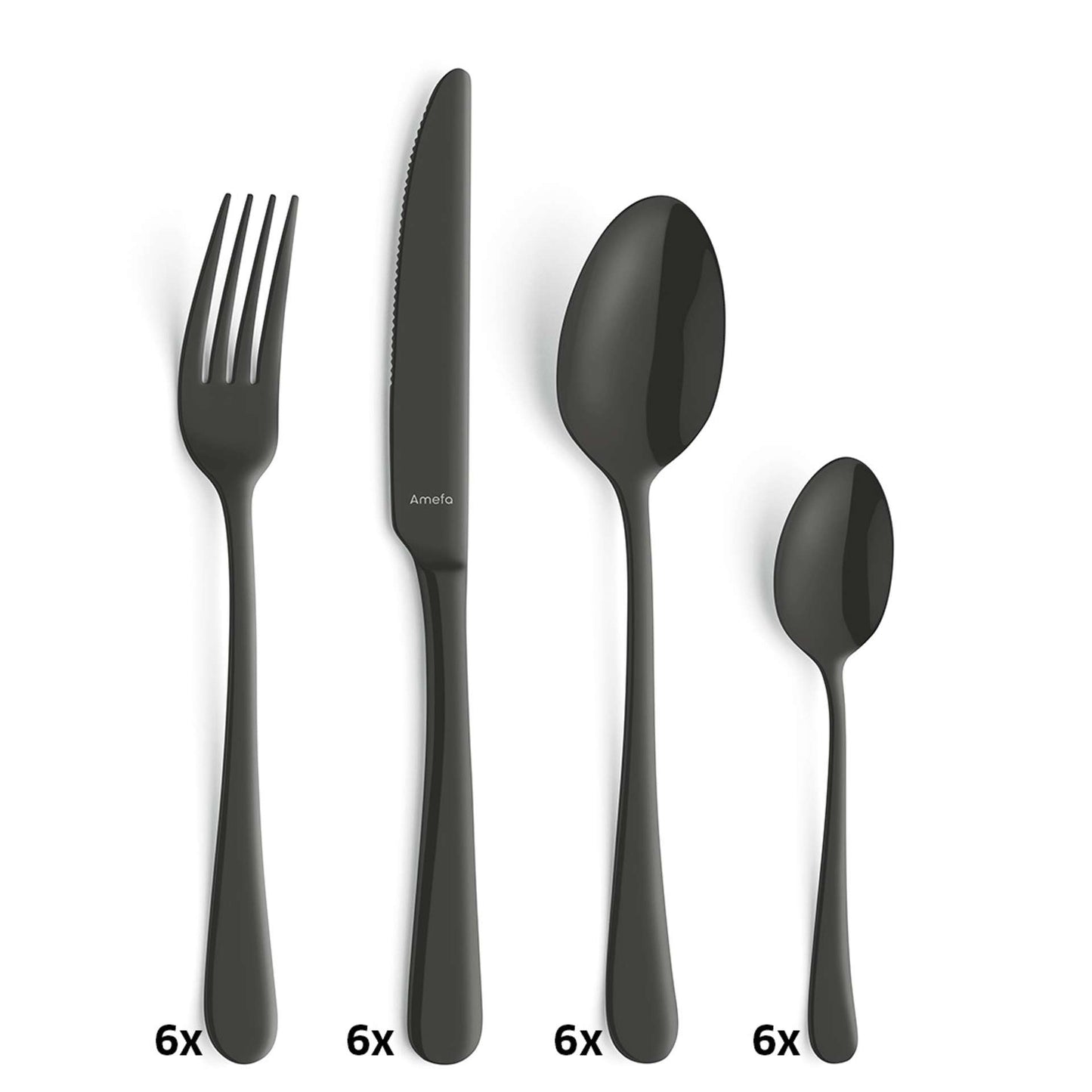 Austin Cutlery Set - 6 Persons - 24 Pieces - Black
