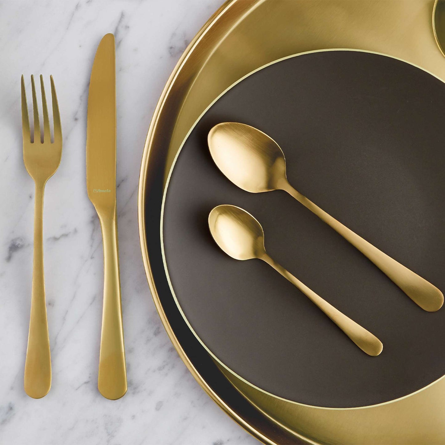 Austin Mocha/Espresso Spoon Set - 6 Persons - 6-Piece - Gold