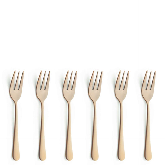 Austin Pastry Fork Set - 6 Persons - 6-Piece - Gold