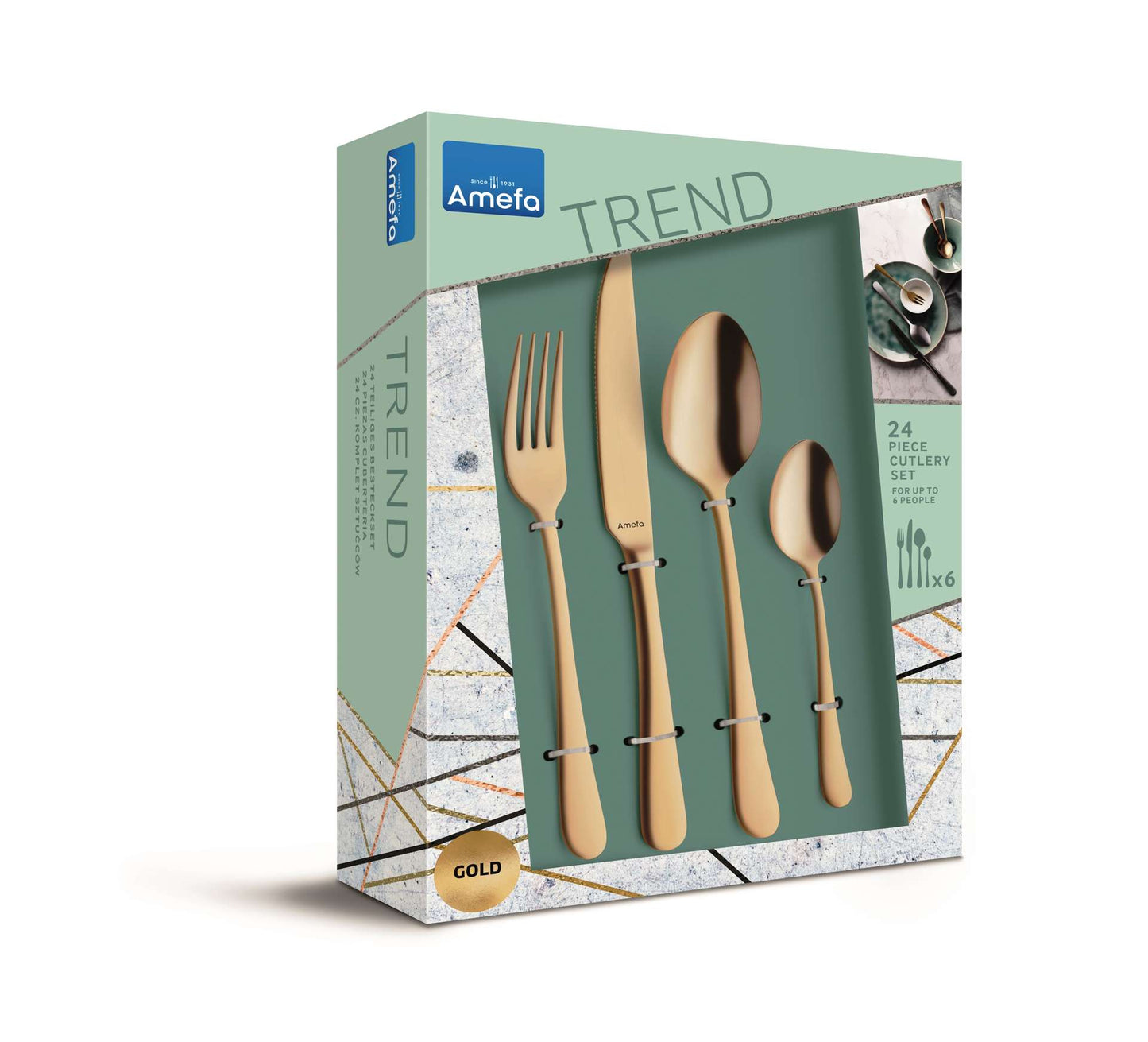 Austin Cutlery Set - 6 Persons - 24 Pieces - Gold