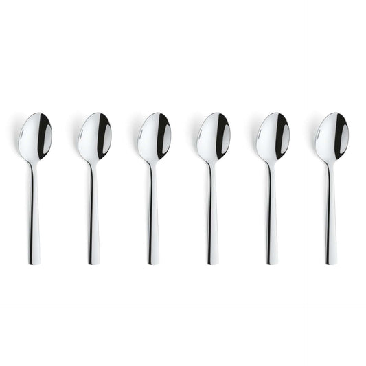 Moderno Mocca/Espresso Spoon Set - 6 Persons - 6-Piece - Silver Colored
