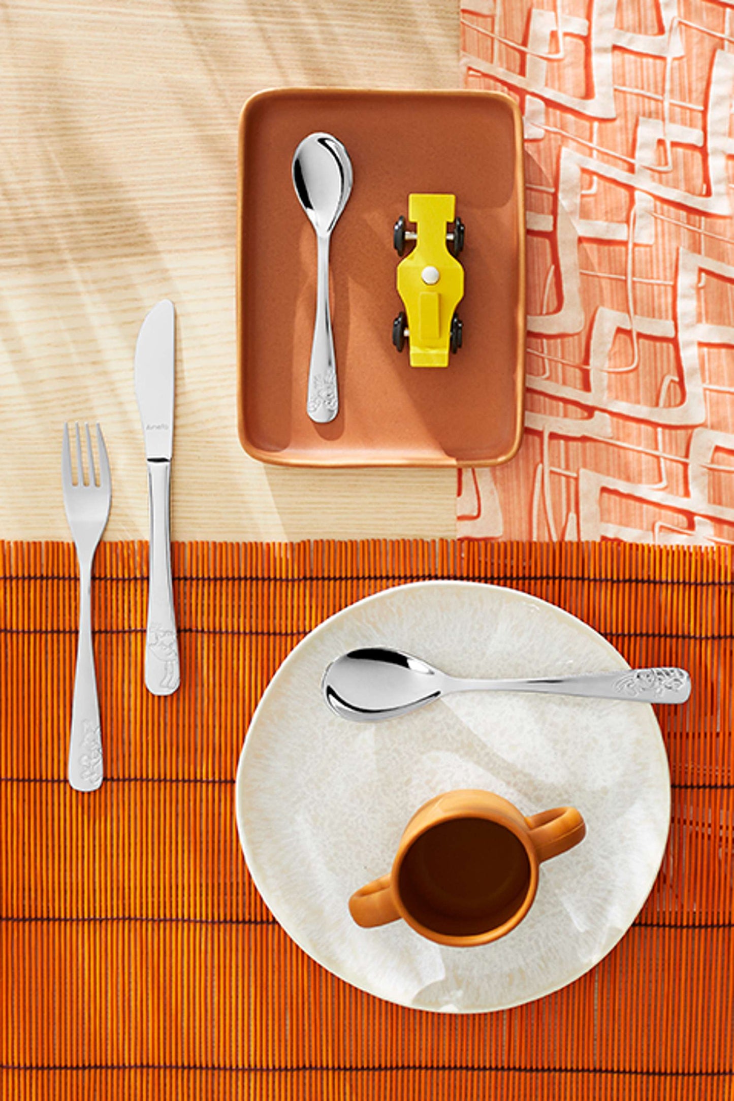 Forest Friends Children's Cutlery Set - 1 Person - 4-piece - Silver-colored