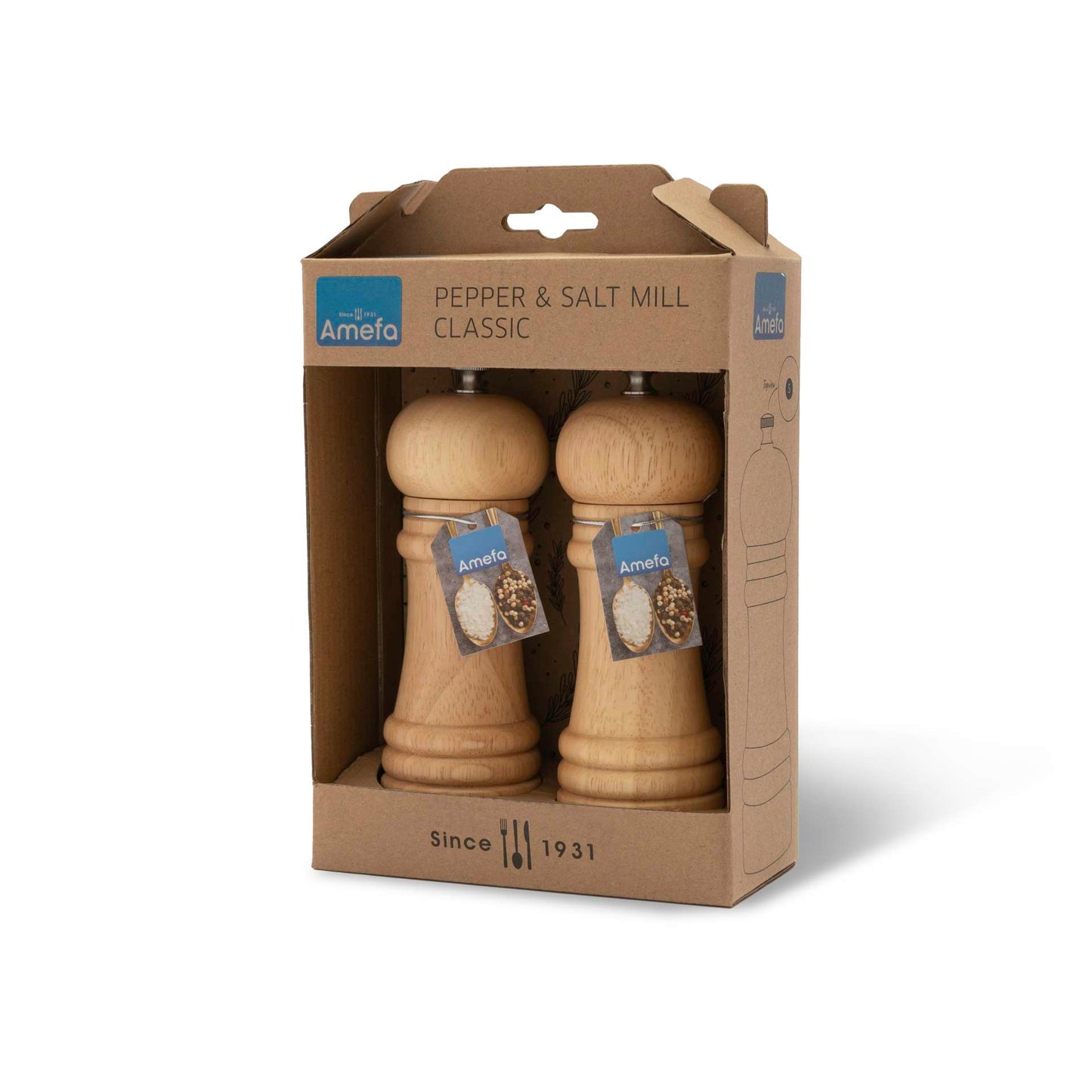 Modern Wood Salt and Pepper Mill Set - 2-piece - Wood