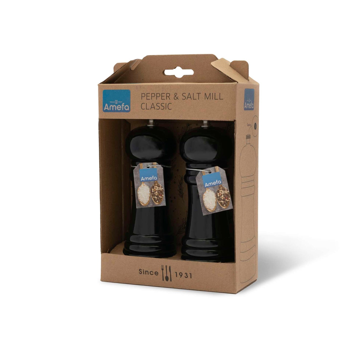 Modern Wood Salt and Pepper Mill Set - 2-piece - Black