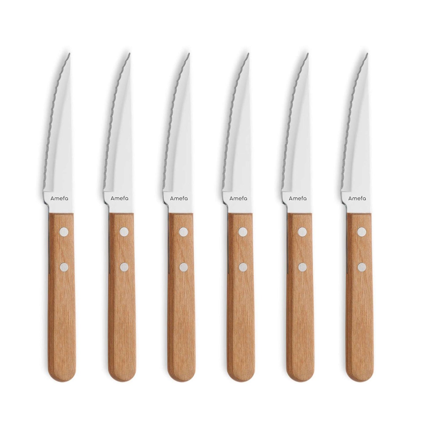 Pizza Steak Knives Set - 6 Persons - 6-Piece - Wood