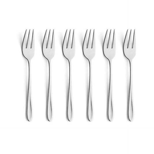 Monaco Pastry Forks Set - 6 Persons - 6-Piece - Silver Colored