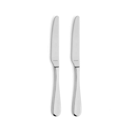 Drift Dessert Knives Set Solid Handle - 2 Persons - 2-Piece - Silver Colored