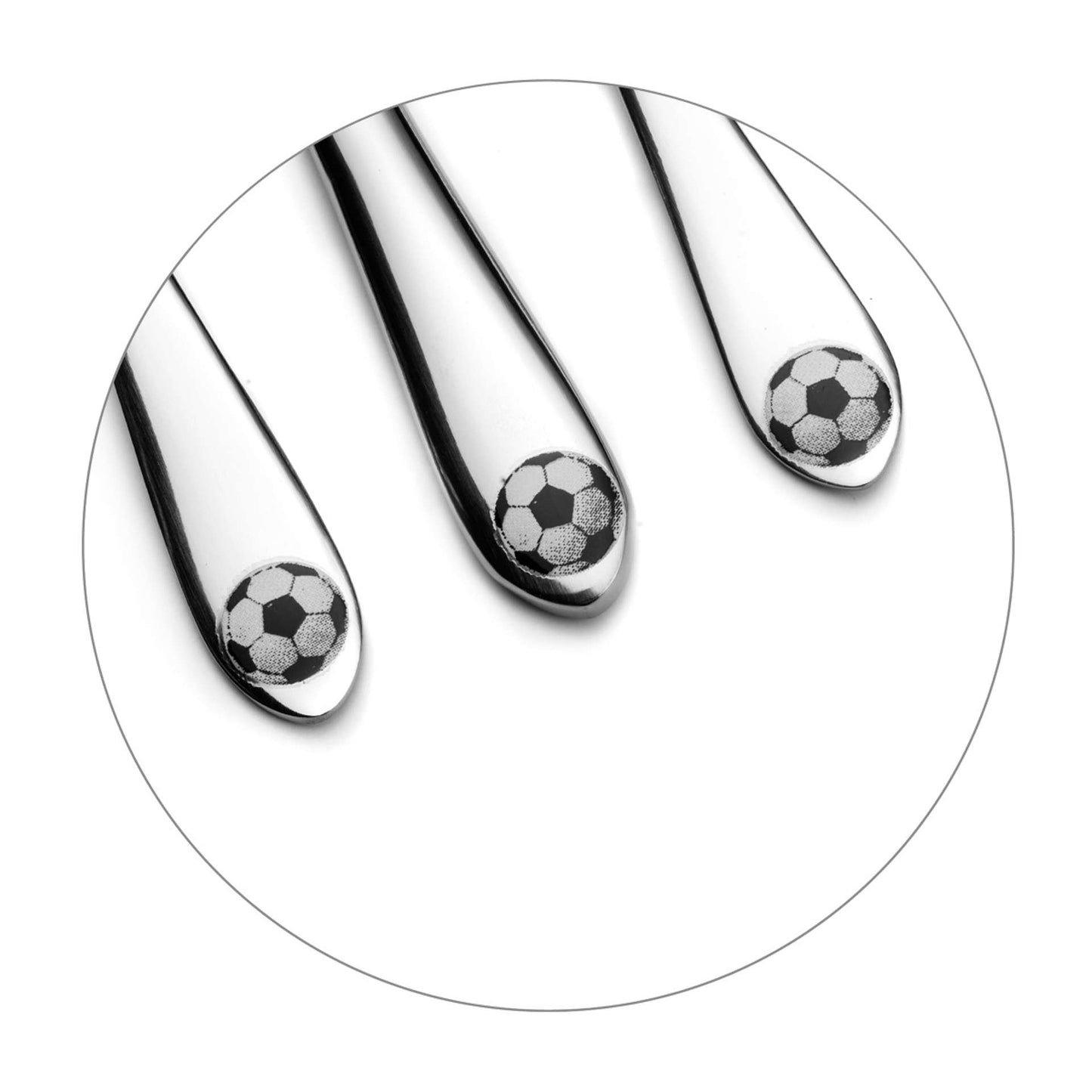 Footie Children's Cutlery Set - 1 Person - 3-piece - Silver-colored