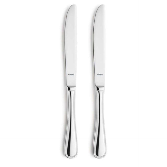 Haydn Dessert Knives Set Solid Handle - 2 Persons - 2-Piece - Silver Colored