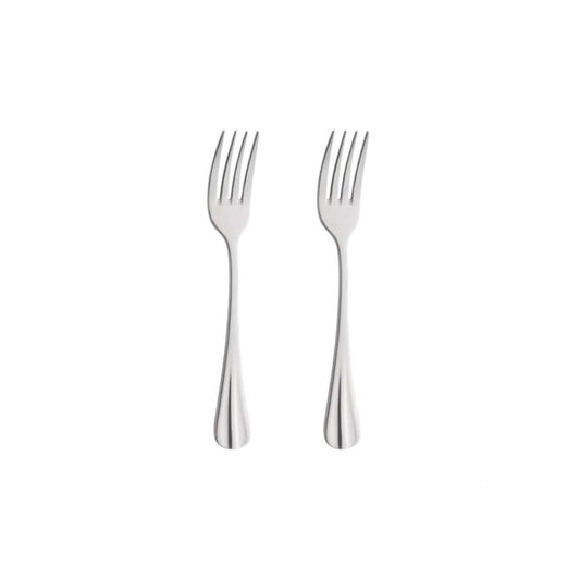 Baguette Dessert Forks Set - 2 Persons - 2-Piece - Silver Colored