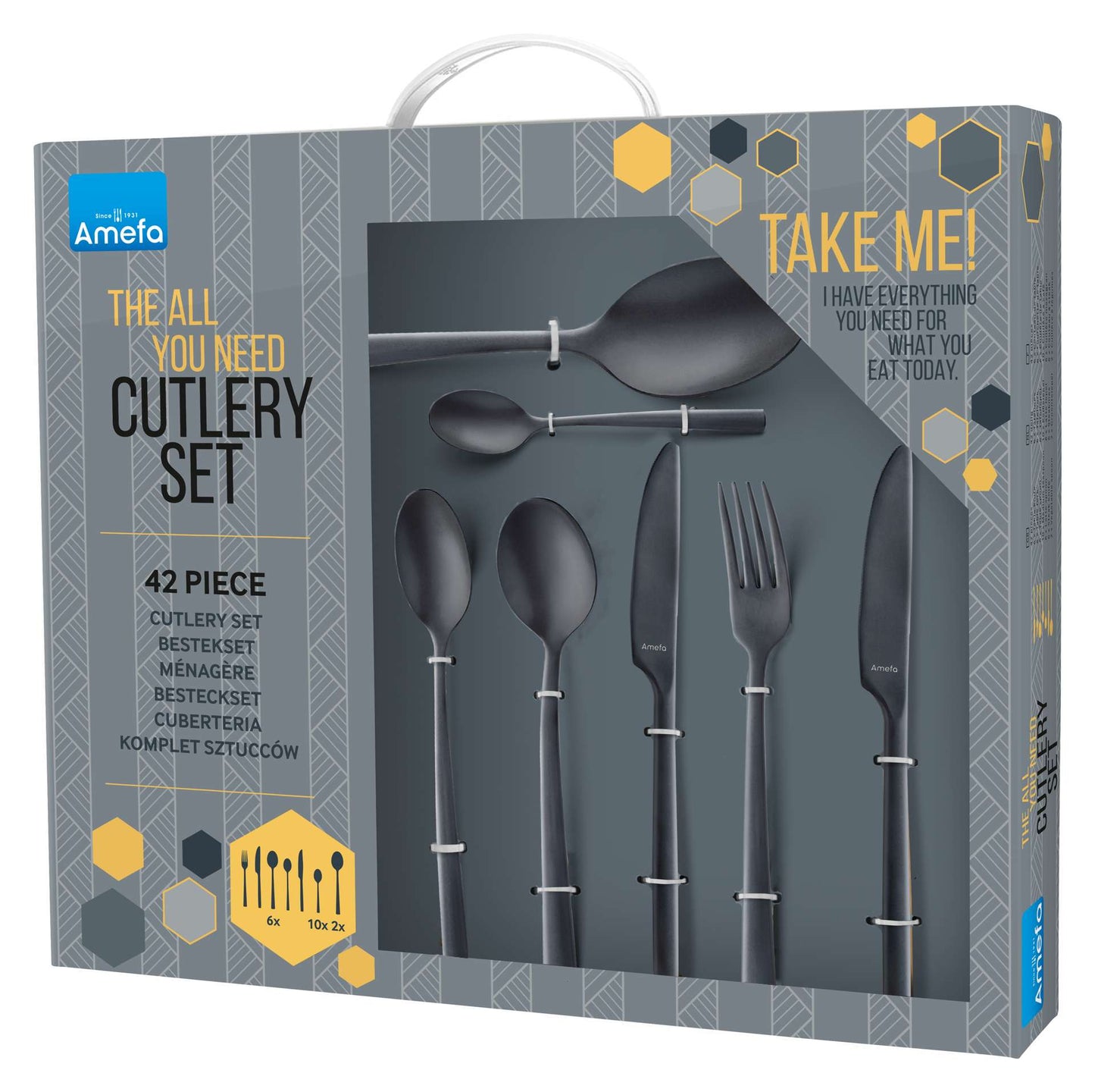 Manille Cutlery Set - 6 Persons - 42 Pieces - Black