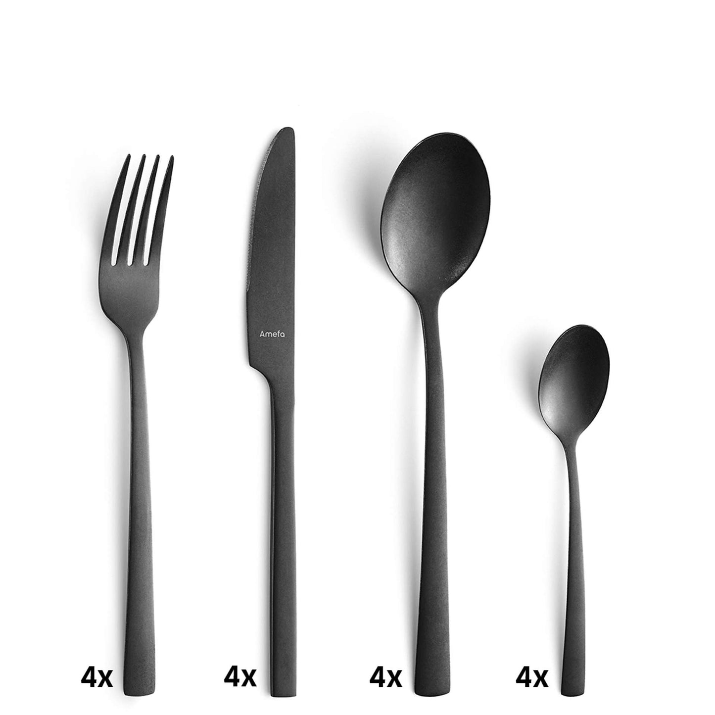 Manille Cutlery Set - 4 Persons - 16 Pieces - Black