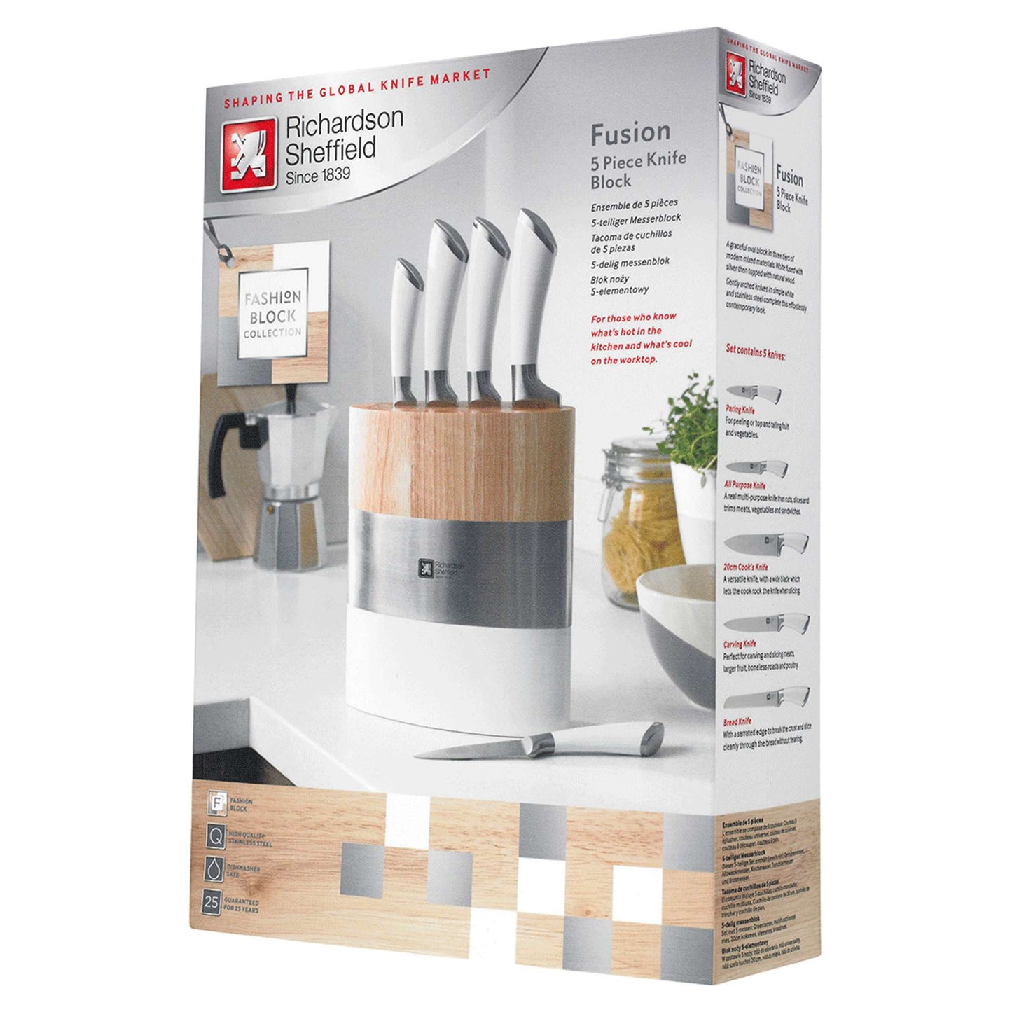 Fusion Knife Block - 5-piece - Bamboo White