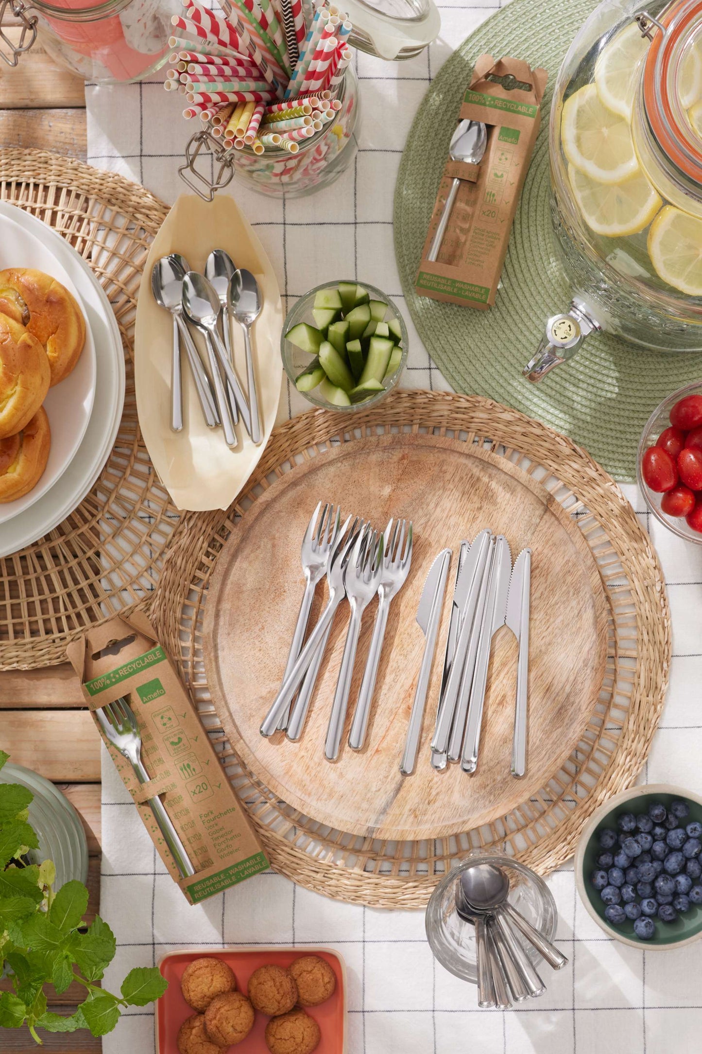 Leaves Table Fork Set - 20 Pieces - Silver Colored