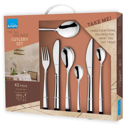 Gaia Cutlery Set - 6 Persons - 42 Pieces - Silver Colored