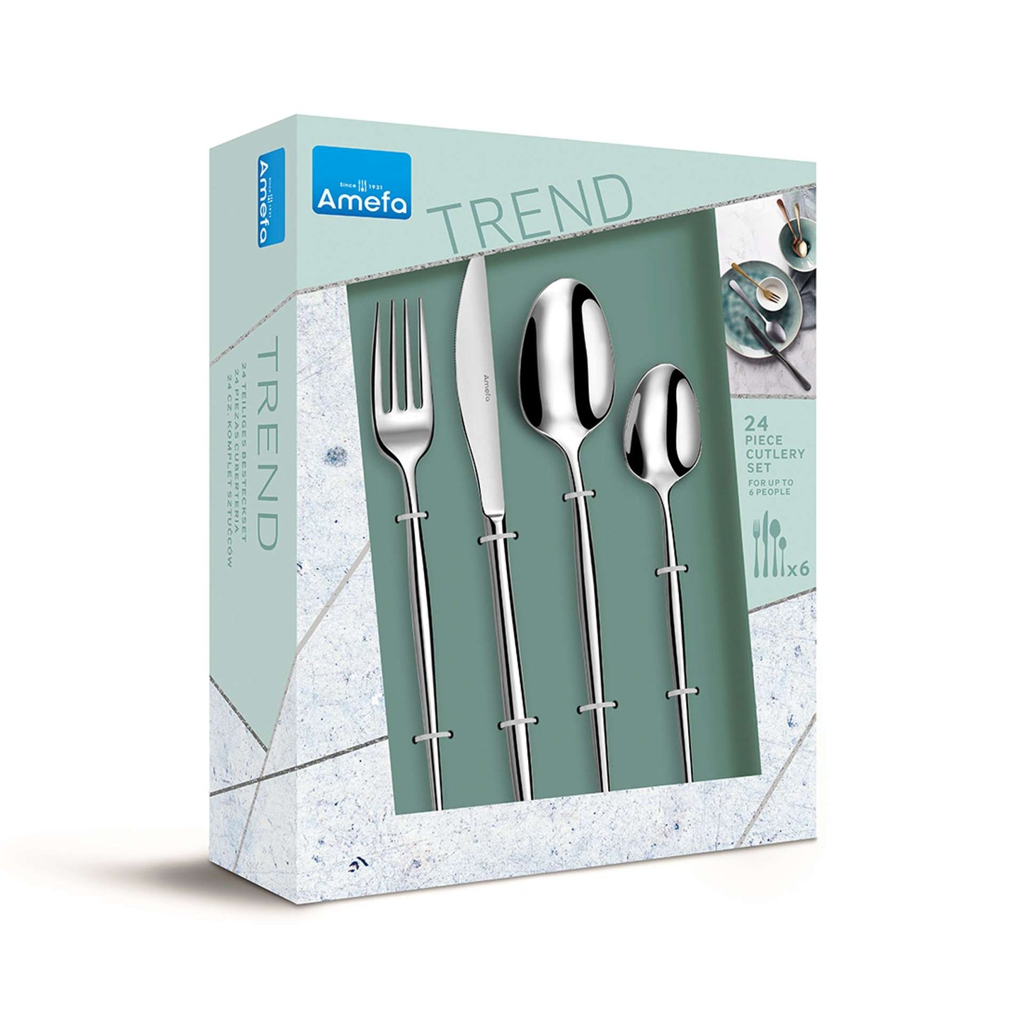 Soprano Cutlery Set - 6 Persons - 24 Pieces - Silver Colored