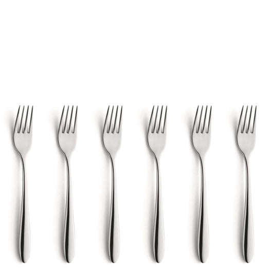 Cuba Pastry Forks Set - 6 Persons - 6-Piece - Silver Colored