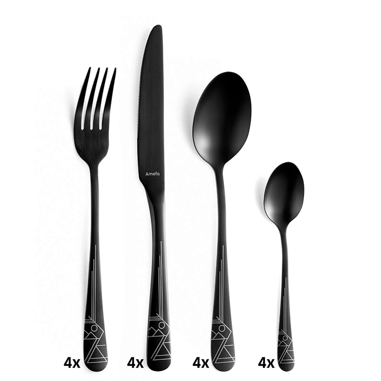 Austin Horizon - Bestekset - 4 Personen - 16-delig - Zwart