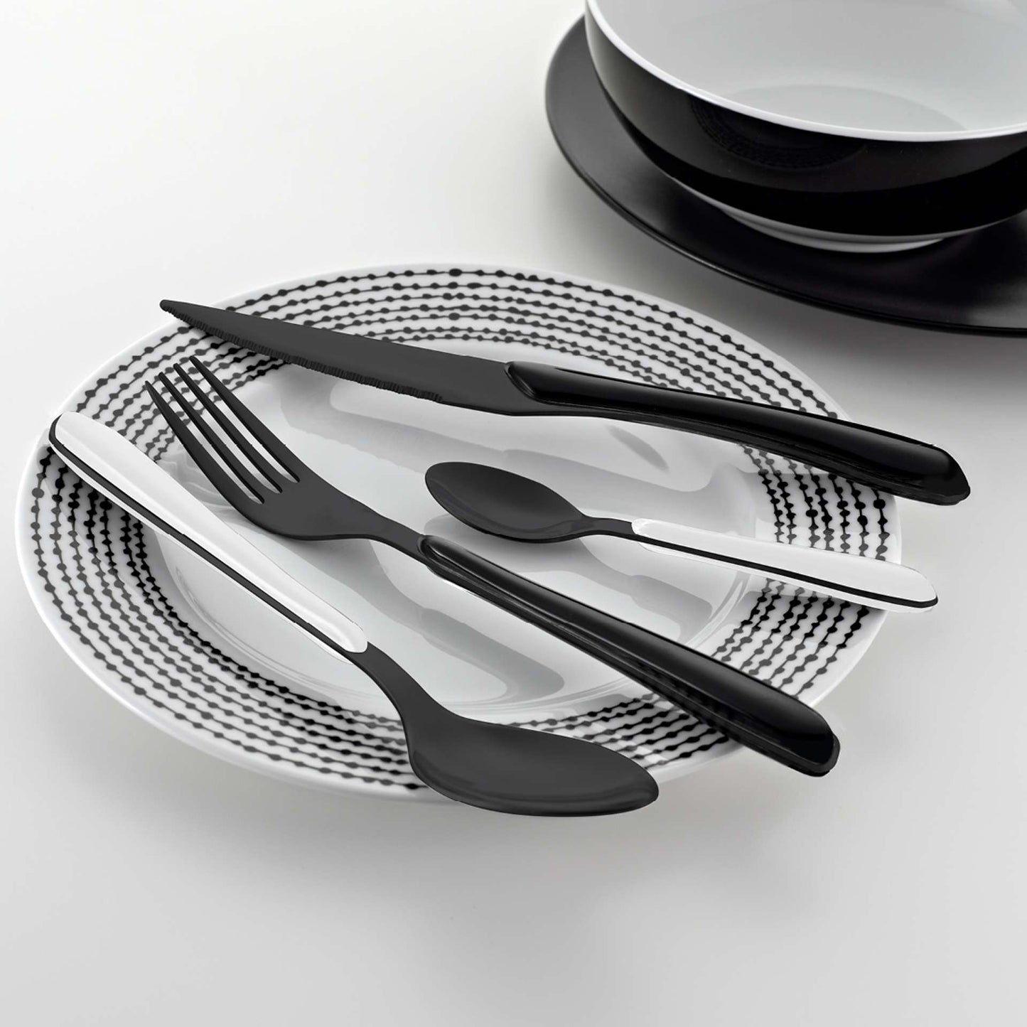 Lumino Cutlery Set - 4 Persons - 16 Pieces - Black