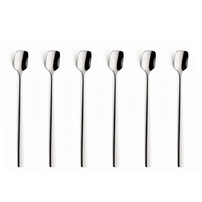 Moderno Longdrink/Latte macchiato spoon set - 6 persons - 6-piece - Silver colored
