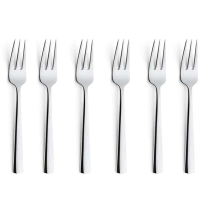 Moderno Pastry Fork Set - 6 Persons - 6-Piece - Silver Colored