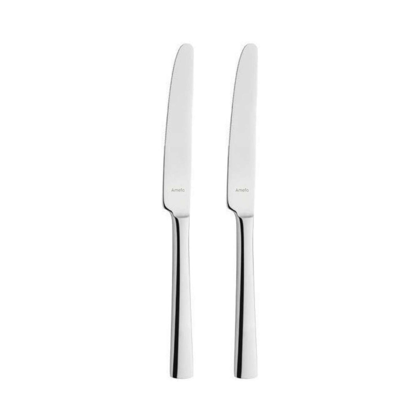 Modern Dessert Knives Set Solid Handle - 2 Persons - 2-Piece - Silver Colored