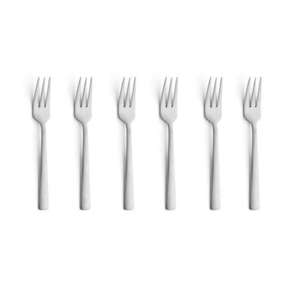 Ventura Pastry Fork Set - 6 Persons - 6-Piece - Silver Colored