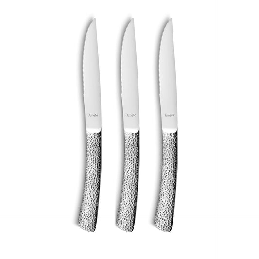 Bongo Steak Knives Set - 3 Persons - 3-Piece - Silver Colored