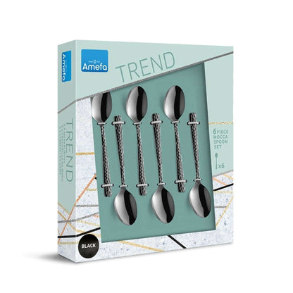 Felicity Mocha/Espresso Spoon Set - 6 Persons - 6-Piece - Black