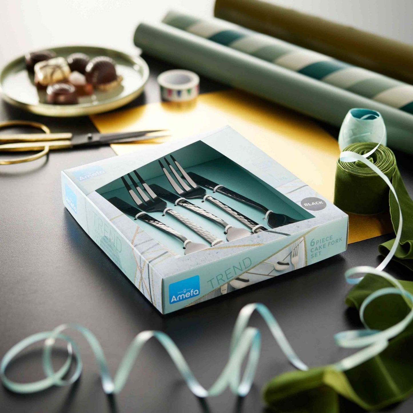 Felicity - Gebakvorkjes set - 6 Personen - 6-delig - Zwart