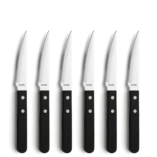Pizza Steak Knives Set - 6 Persons - 6-Piece - Black