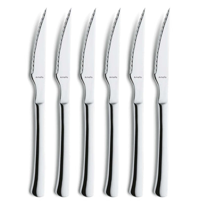 Chuletero Steak Knives Set - 6 Persons - 6-Piece - Silver Colored