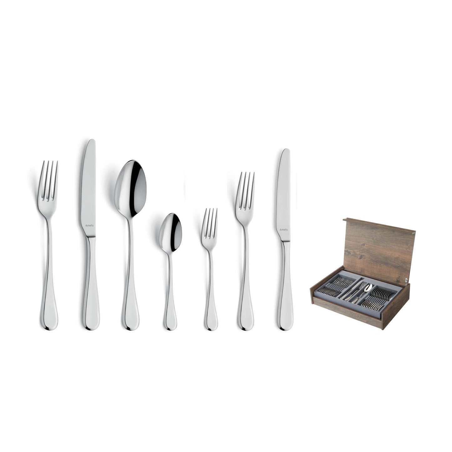 Drift Cutlery Set - 12 Persons - 84 Pieces - Silver Colored