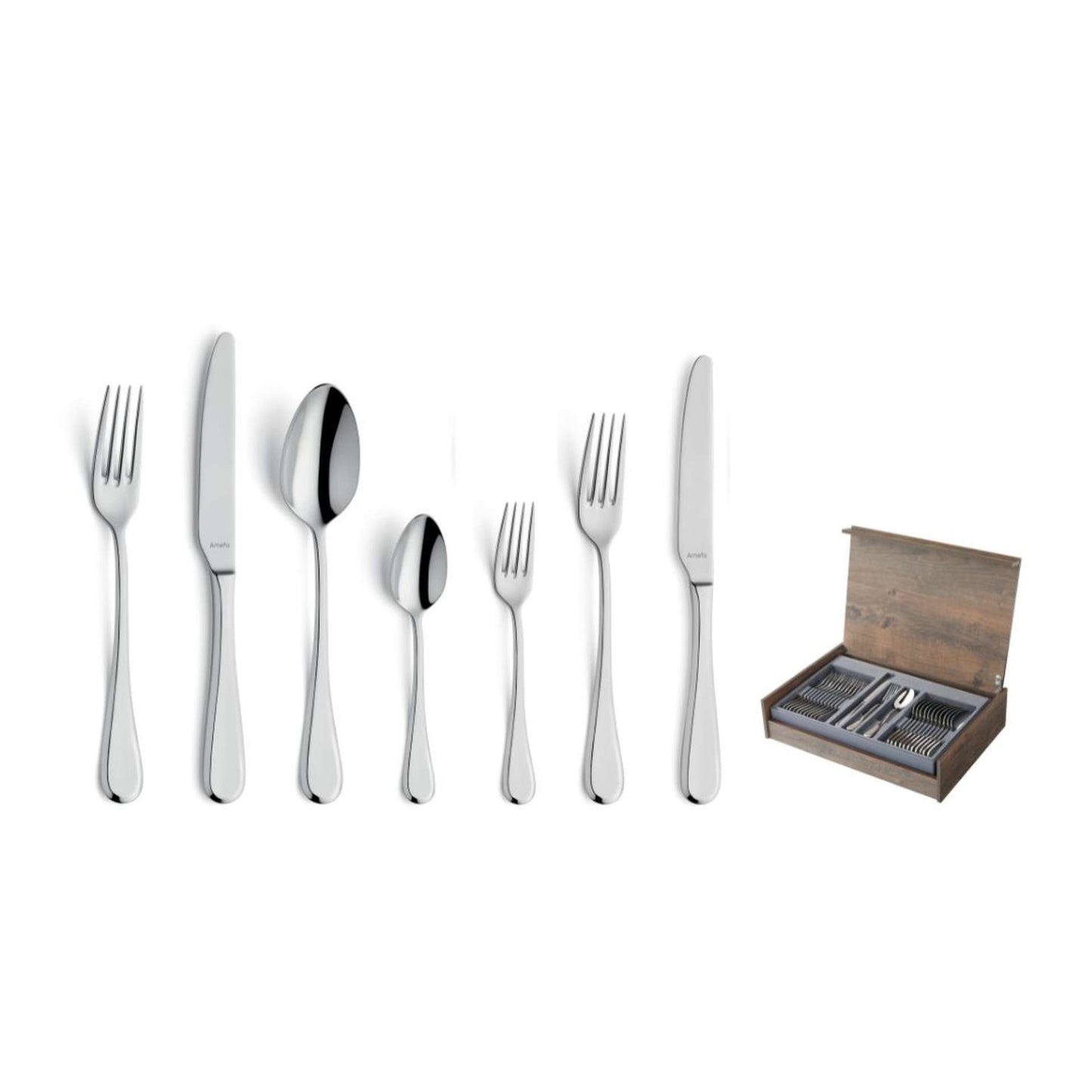 Drift Cutlery Set - 12 Persons - 84 Pieces - Silver Colored