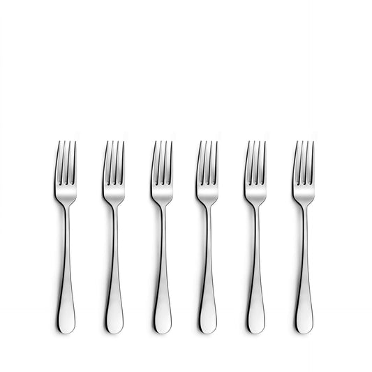 Venus Pastry Forks Set - 6 Pieces - Silver Colored