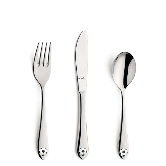 Footie Children's Cutlery Set - 1 Person - 3-piece - Silver-colored