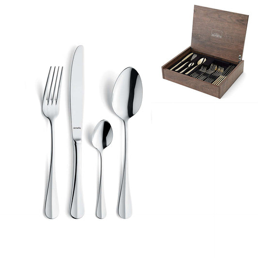 Baguette Cutlery Set - 24 Pieces - Silver Colored
