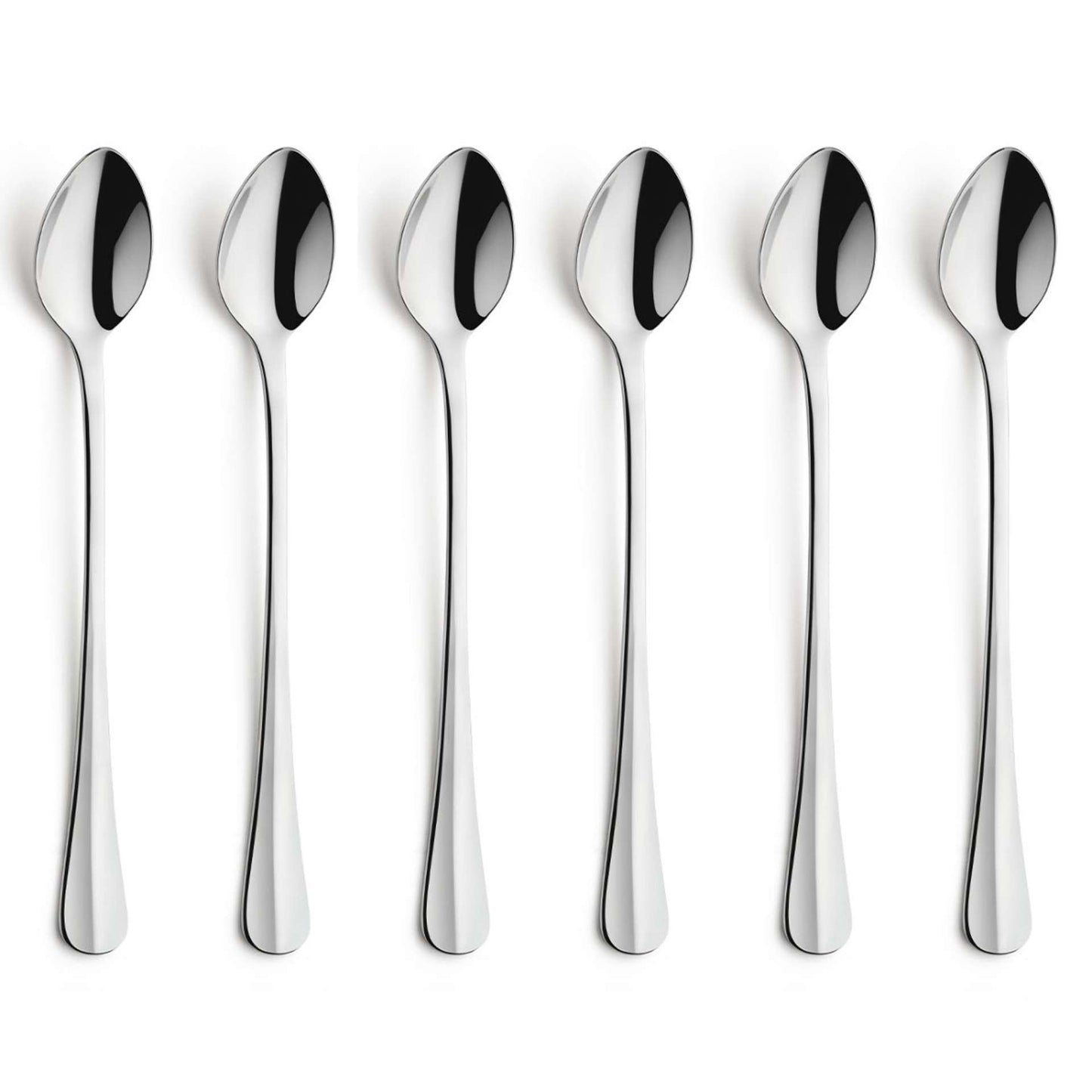 Baguette Longdrink/Latte macchiato spoon set - 6 persons - 6-piece - Silver colored