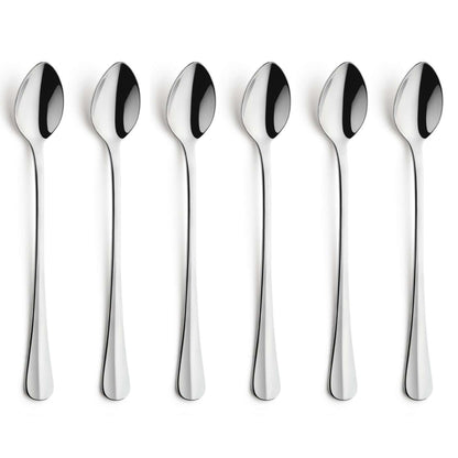 Baguette Longdrink/Latte macchiato spoon set - 6 persons - 6-piece - Silver colored