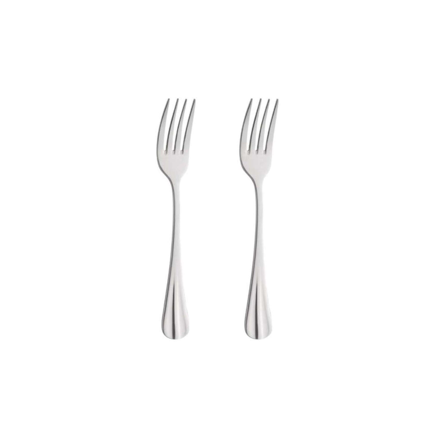 Baguette Dessert Forks Set - 2 Persons - 2-Piece - Silver Colored